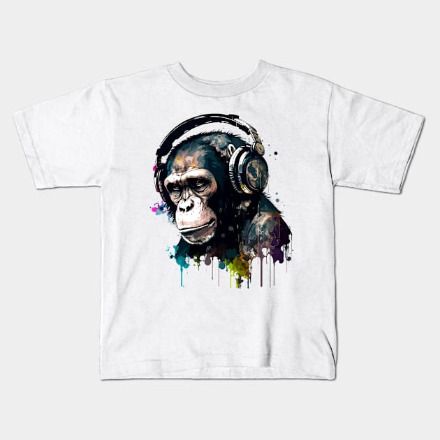 DJ Chimp Kids T-Shirt by DankFutura